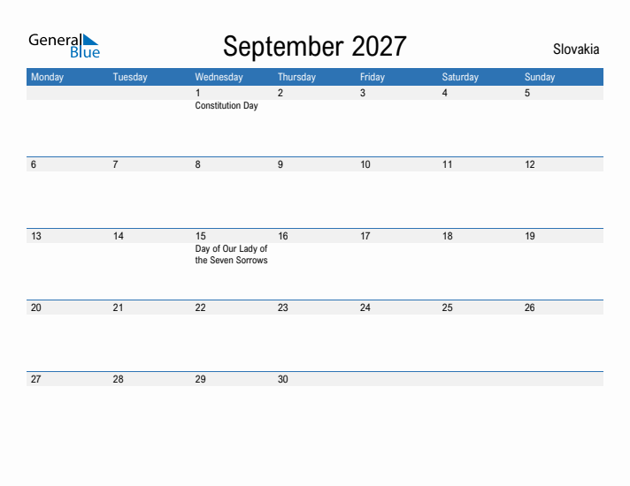 Fillable September 2027 Calendar