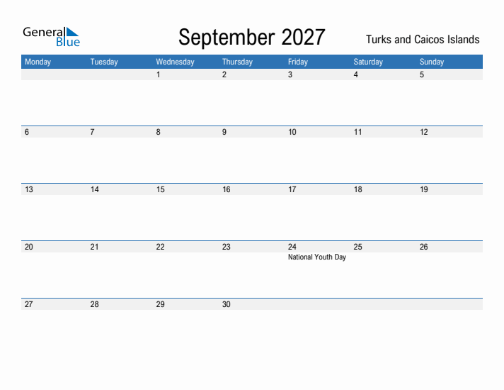 Fillable September 2027 Calendar