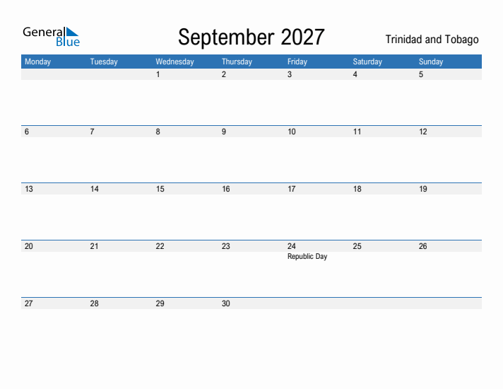 Fillable September 2027 Calendar