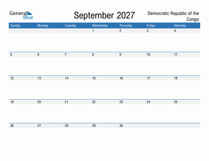 Fillable September 2027 Calendar
