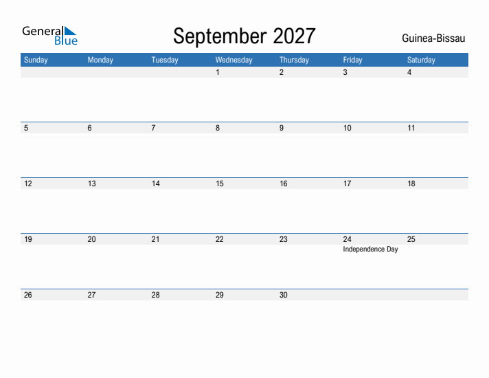 Fillable September 2027 Calendar