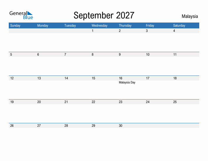 Fillable September 2027 Calendar