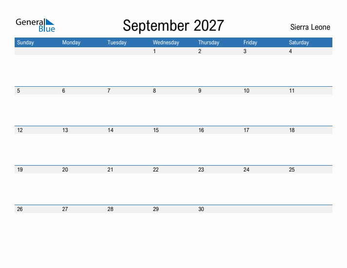 Fillable September 2027 Calendar