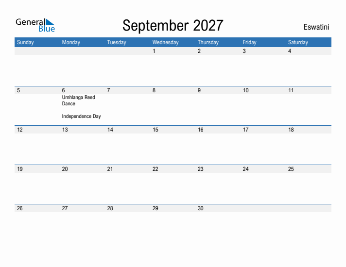 Fillable September 2027 Calendar