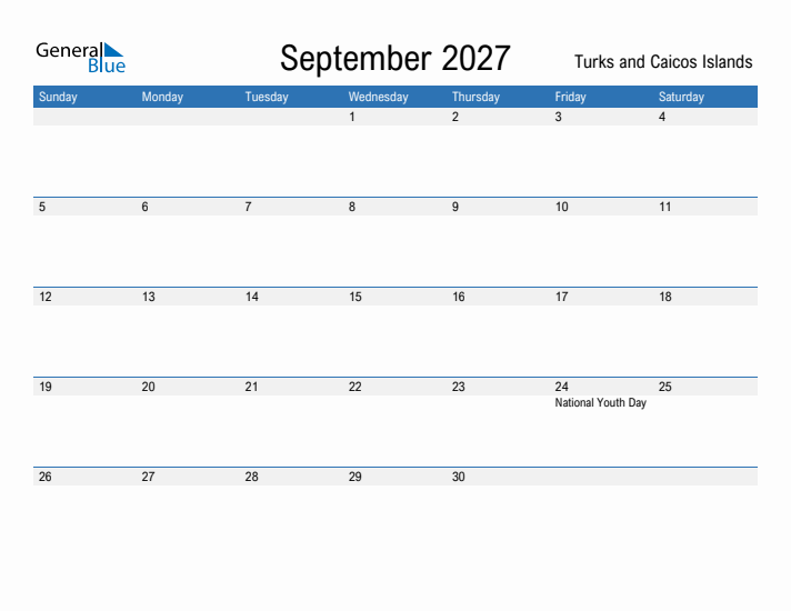 Fillable September 2027 Calendar