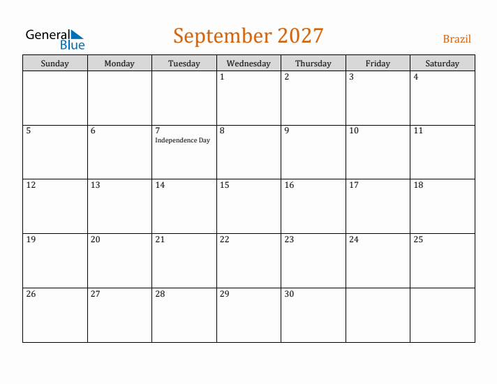 September 2027 Holiday Calendar with Sunday Start
