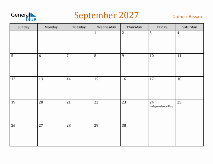 September 2027 Holiday Calendar with Sunday Start