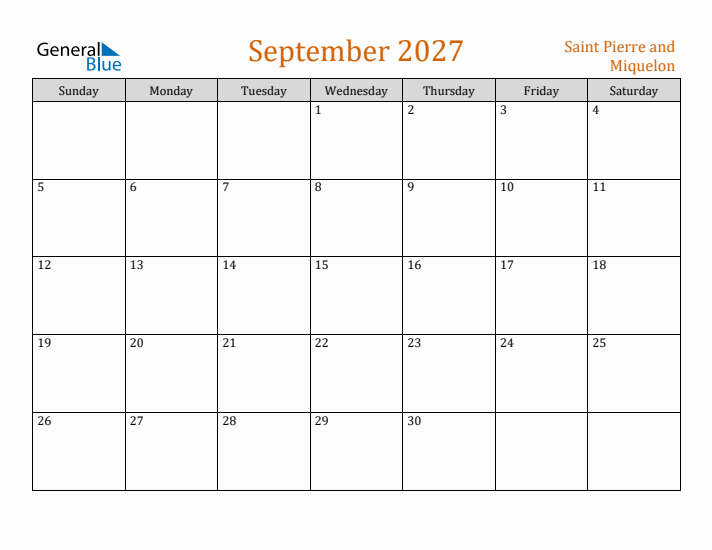 September 2027 Holiday Calendar with Sunday Start