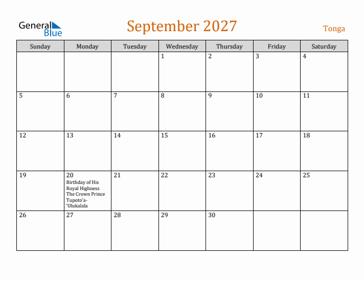 September 2027 Holiday Calendar with Sunday Start
