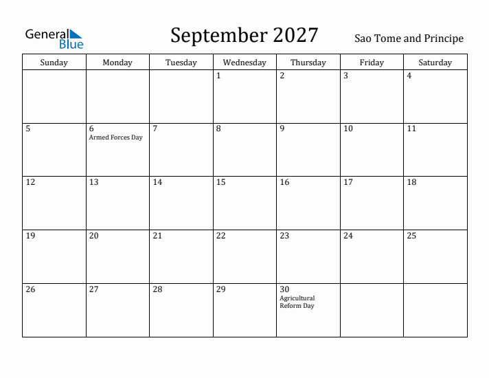 September 2027 Calendar Sao Tome and Principe