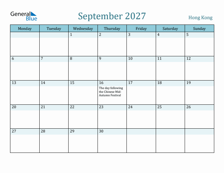 September 2027 Calendar with Holidays
