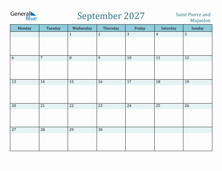 September 2027 Calendar with Holidays