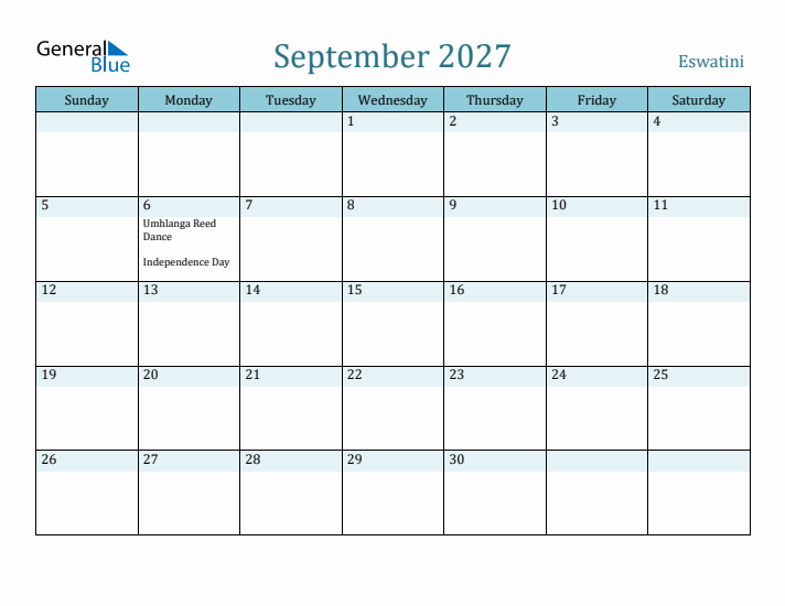 September 2027 Calendar with Holidays