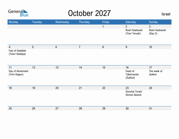 Fillable October 2027 Calendar