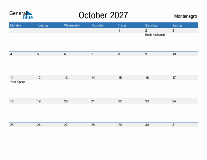Fillable October 2027 Calendar