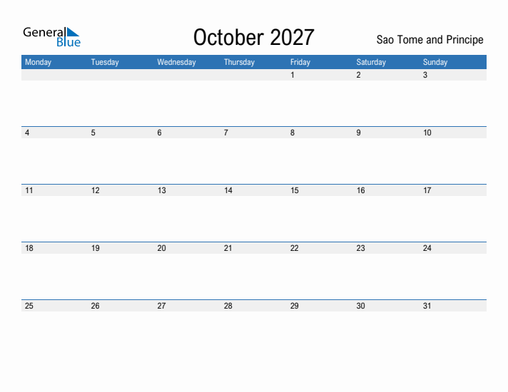 Fillable October 2027 Calendar