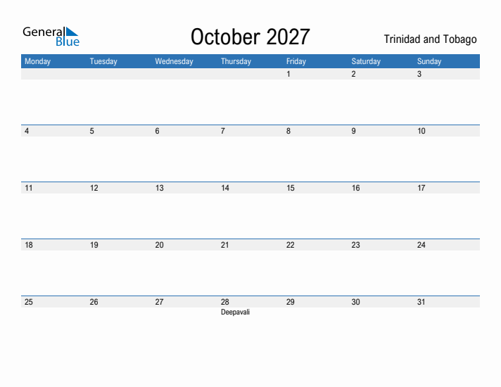 Fillable October 2027 Calendar