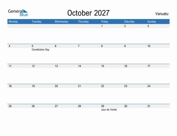 Fillable October 2027 Calendar