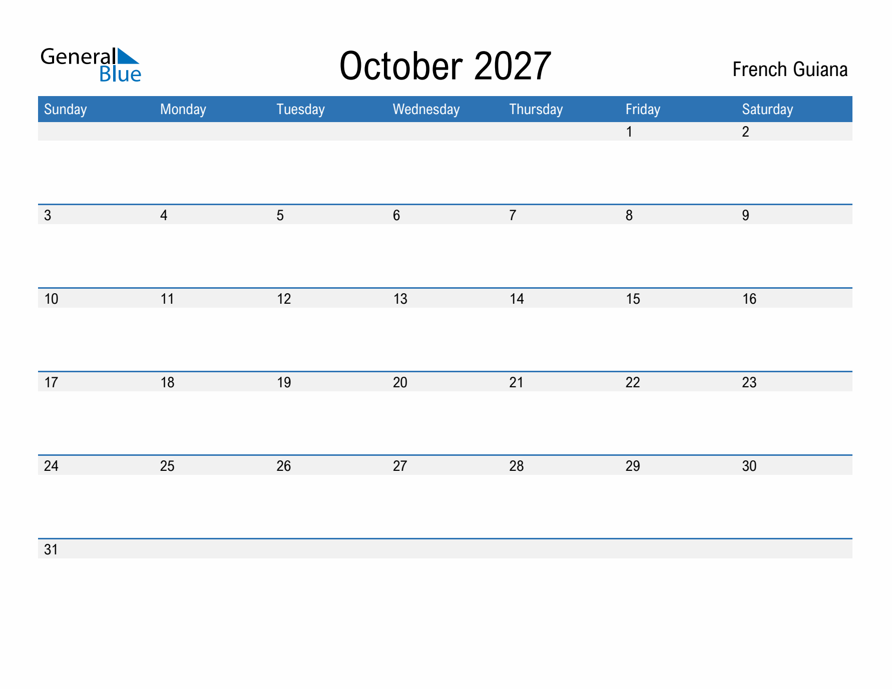 Fillable October 2027 Calendar