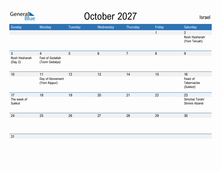 Fillable October 2027 Calendar