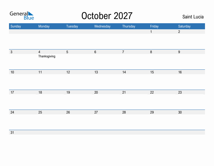 Fillable October 2027 Calendar