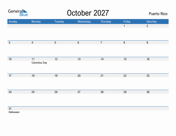 Fillable October 2027 Calendar