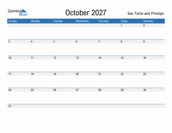 Fillable October 2027 Calendar