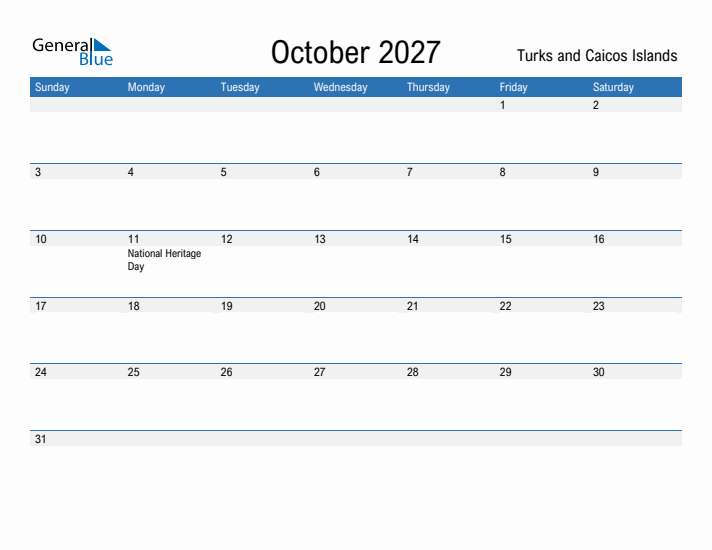 Fillable October 2027 Calendar