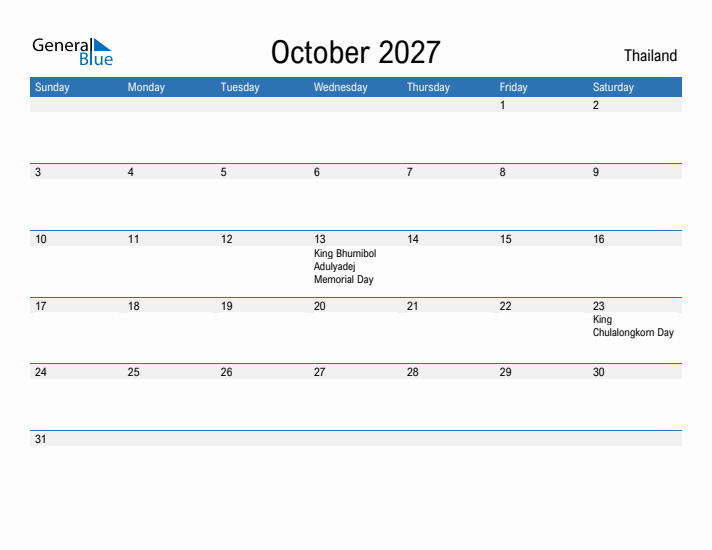Fillable October 2027 Calendar