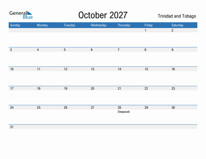 Fillable October 2027 Calendar