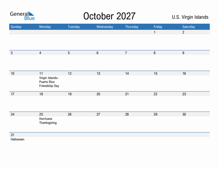 Fillable October 2027 Calendar