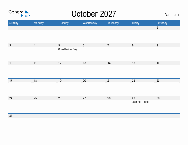 Fillable October 2027 Calendar