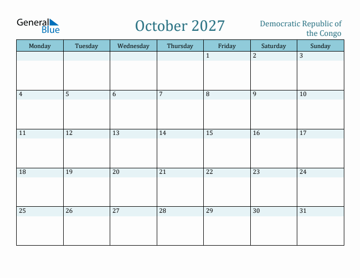 October 2027 Calendar with Holidays