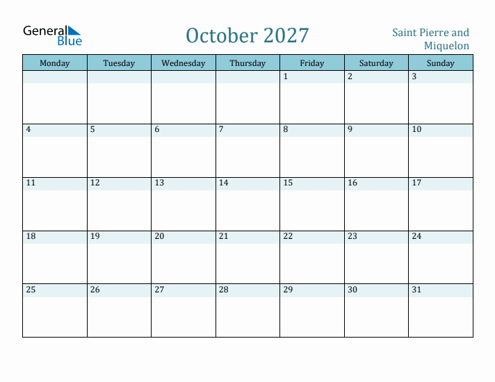 October 2027 Calendar with Holidays