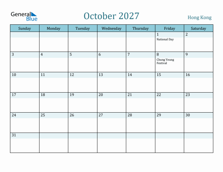 October 2027 Calendar with Holidays