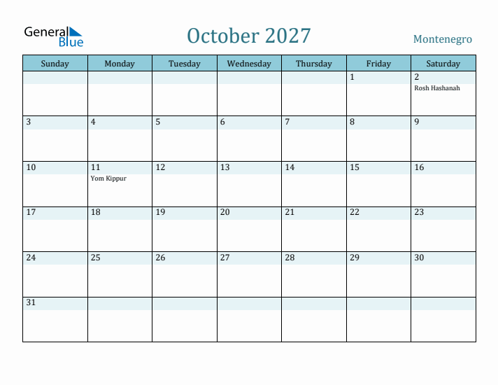 October 2027 Calendar with Holidays