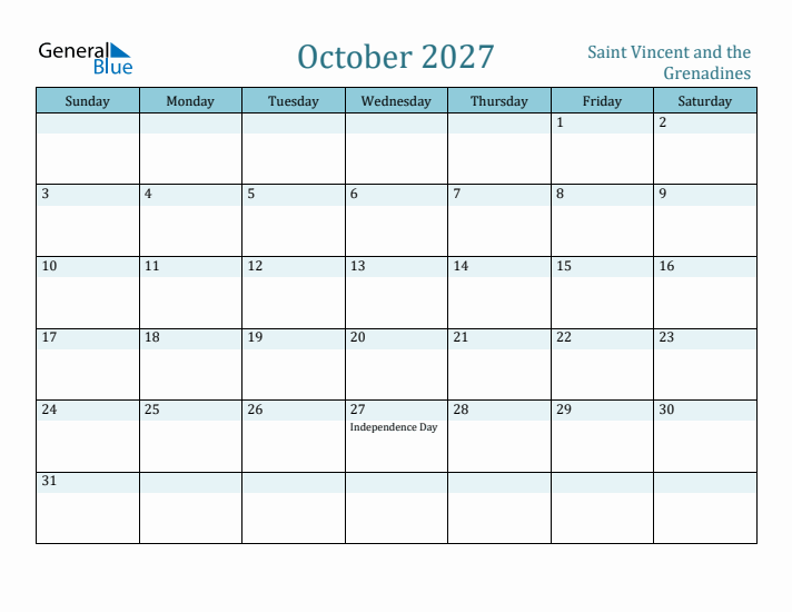October 2027 Calendar with Holidays