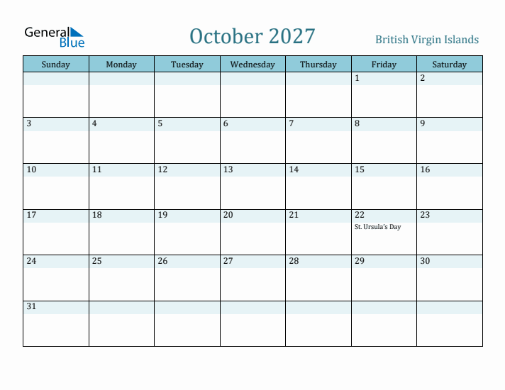 October 2027 Calendar with Holidays