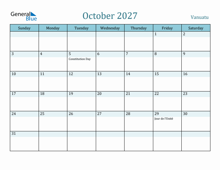 October 2027 Calendar with Holidays