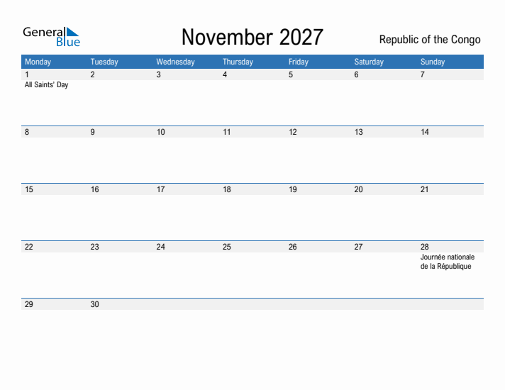 Fillable November 2027 Calendar