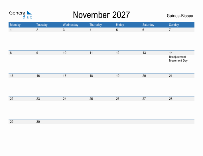 Fillable November 2027 Calendar
