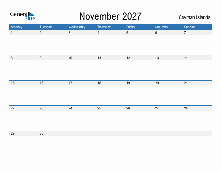 Fillable November 2027 Calendar