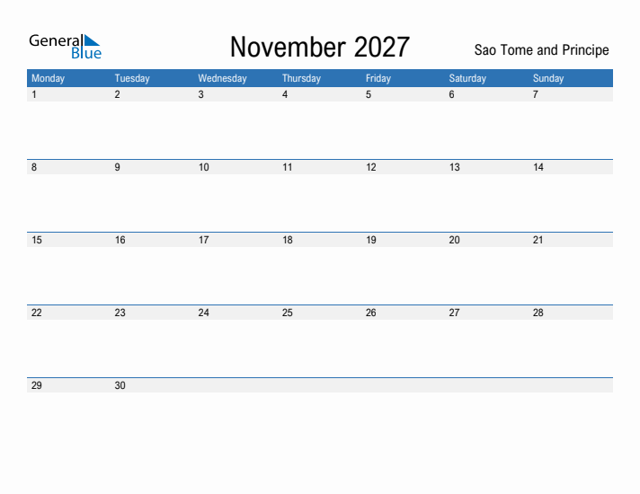 Fillable November 2027 Calendar
