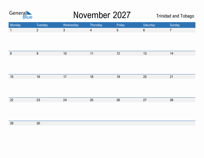 Fillable November 2027 Calendar