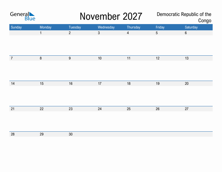 Fillable November 2027 Calendar