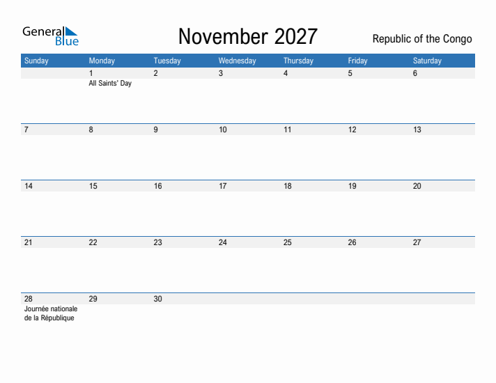 Fillable November 2027 Calendar