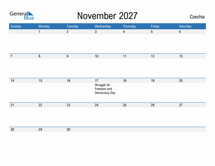 Fillable November 2027 Calendar