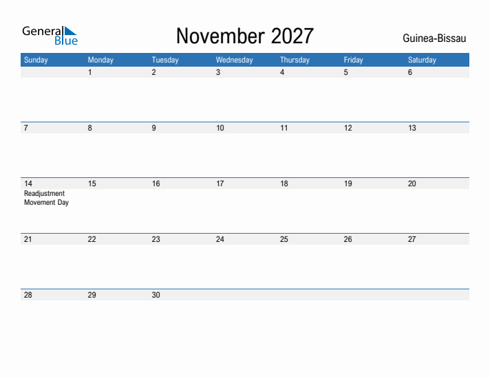 Fillable November 2027 Calendar