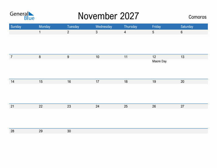 Fillable November 2027 Calendar