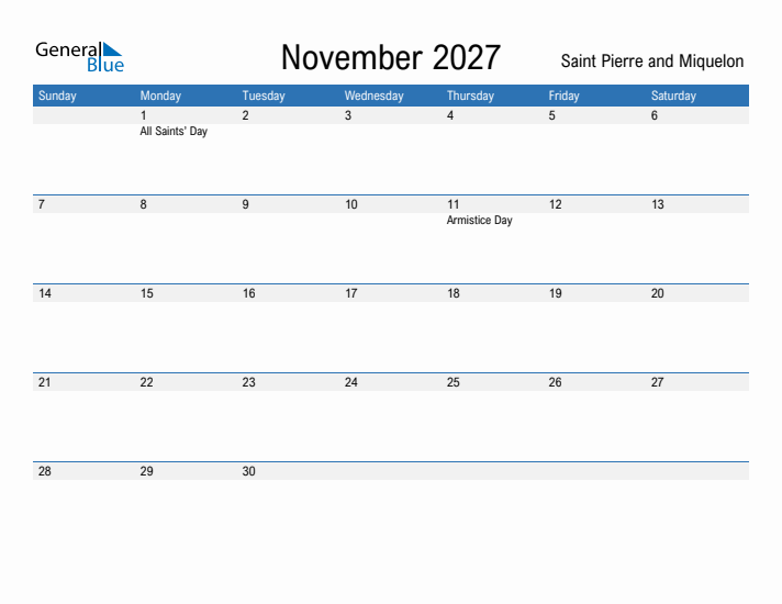 Fillable November 2027 Calendar